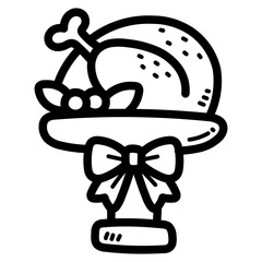 roast turkey line icon style