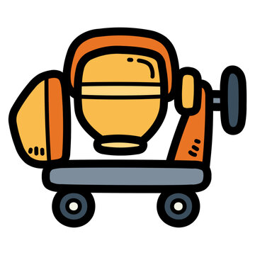 orange cement mixer cartoon style clip art preview