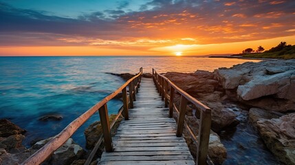 Pier on a tropical island, holiday landscape