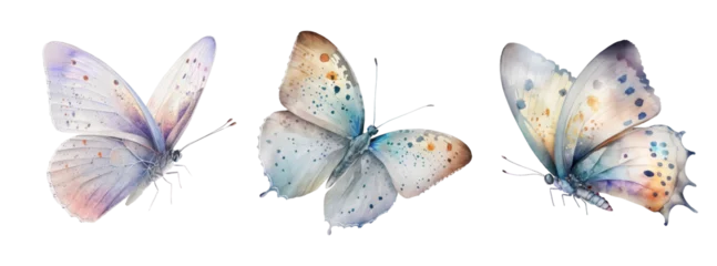 Foto op Plexiglas Watercolor light Butterfly, set of Butterflies graphic illustration isolated with a transparent background, insect design created with Generative AI. © NadyaSaen 