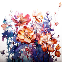 flower bouquet watercolor isolated