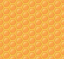 Yellow, orange beehive background. Honeycomb, bees hive cells pattern. Bee honey shapes. Vector geometric seamless texture symbol. Hexagon, hexagonal, mosaic cell sign or icon. Gradation color.
