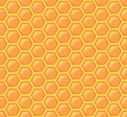 Yellow, orange beehive background. Honeycomb, bees hive cells pattern. Bee honey shapes. Vector geometric seamless texture symbol. Hexagon, hexagonal, mosaic cell sign or icon. Gradation color.