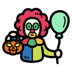 clown filled outline icon style