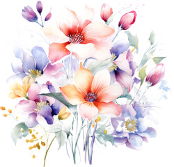 Obraz na płótnie Canvas flower bouquet watercolor isolated