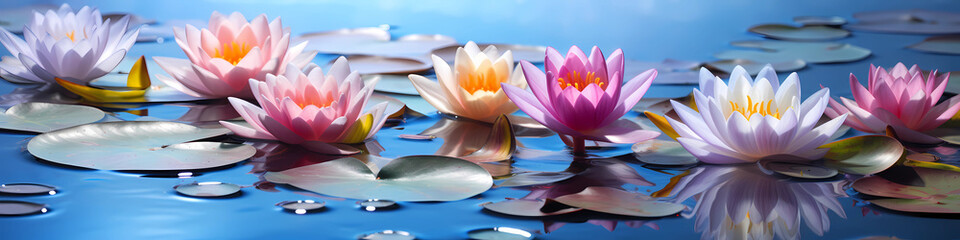 Zen Flowers on water in widescreen