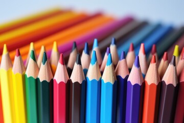Fototapeta premium Color pencils close up. Beautiful color pencils. Color pencils for drawing Rainbow color pencil and used as a background