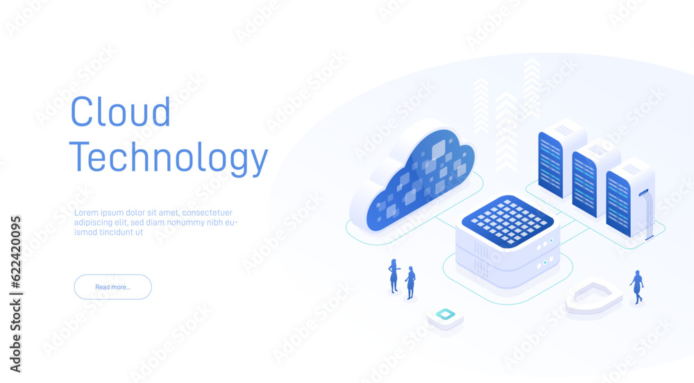 Poster cloud storage isometric. computer service technology. network infrastructure. data server platform. 