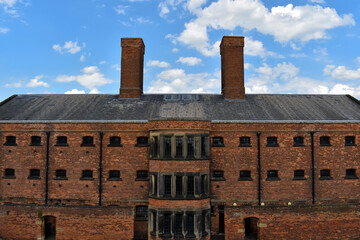 exterior of old gothic victorian prison building 