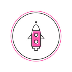 Filled outline Rocket ship icon isolated on white background. Space travel. Vector
