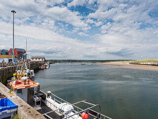 Amble to Warkworth view from quayside, Northumberland, UK