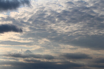 A cloudy sky with many clouds