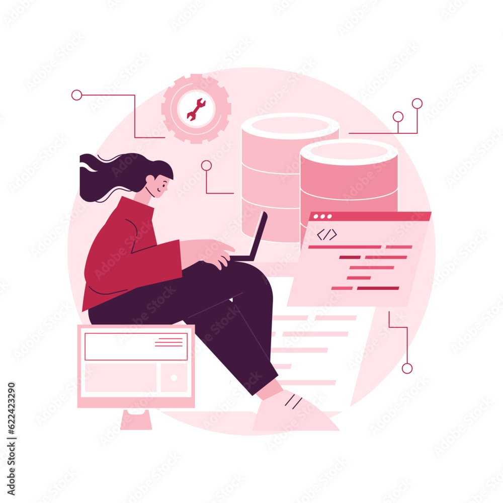 Poster system administration abstract concept vector illustration. network upkeeping, computer systems and 