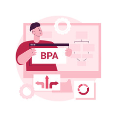 Business process automation abstract concept vector illustration. BPA software, business process workflow, automated business process, digital transformation, user interface abstract metaphor.