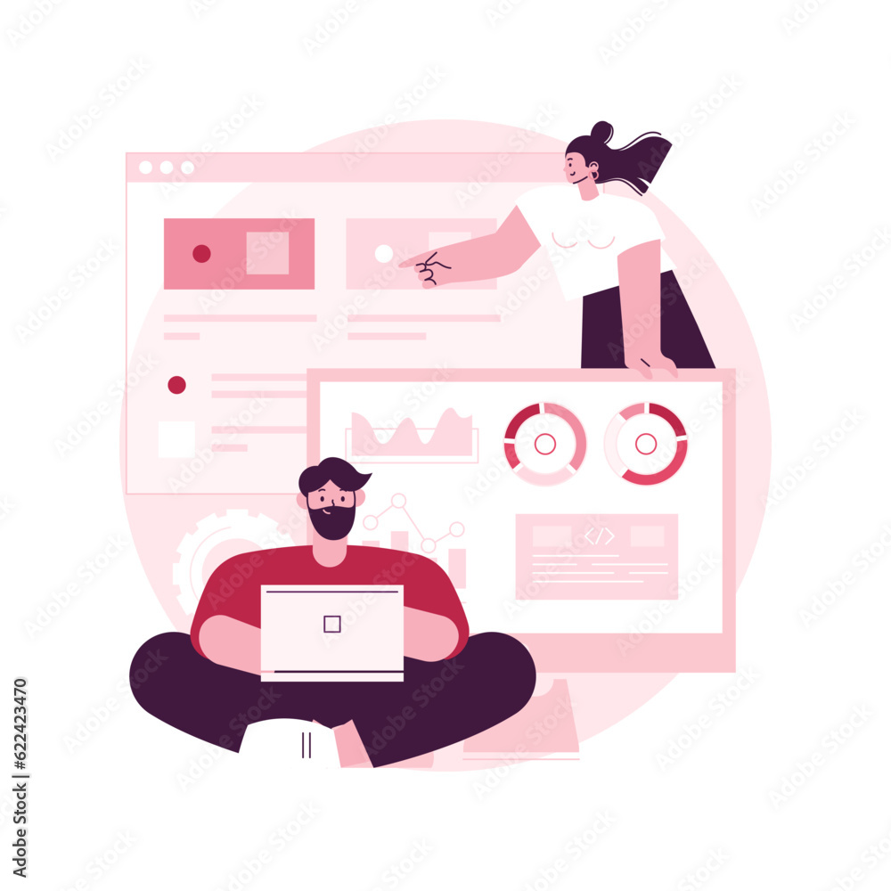 Poster enterprise it management abstract concept vector illustration. it software solutions, enterprise arc