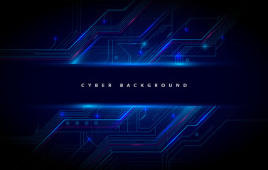High Technology Cyber Background With Banner - obrazy, fototapety, plakaty