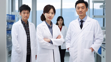 Fototapeta premium Team of scientists in lab coats