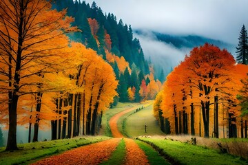 autumn landscape with trees generated with AI	