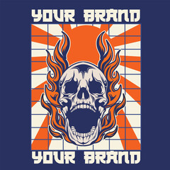 Human head skull surrounded by chains	
