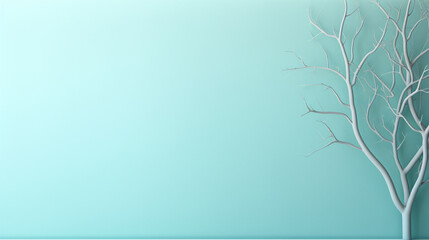 Light turquoise background with a plant