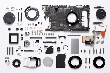 Disassembled computer top view