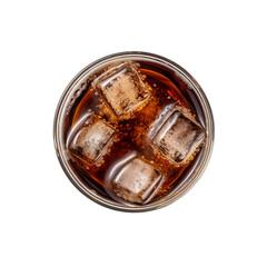 Top view of cola transparent isolated Generative ai - obrazy, fototapety, plakaty