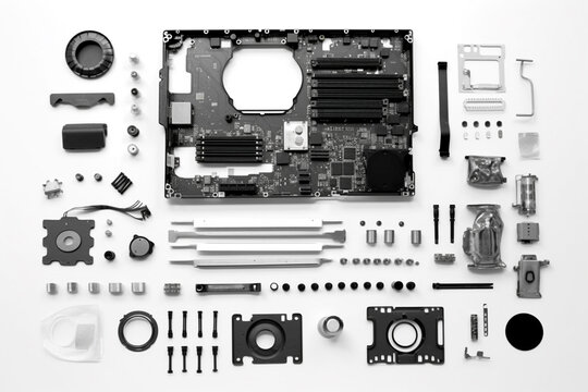 Disassembled computer top view
