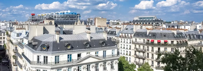 Printed roller blinds Paris Paris, aerial view of the city, with the Pompidou center