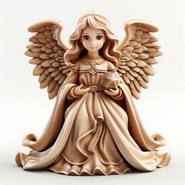 Figurine Of An Angel Girl With Wings. Illustration On The Theme Of Gifts And Toys, Holidays And Entertainment.. Generative AI