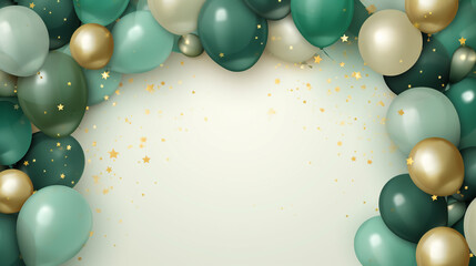 Green balloons white background template