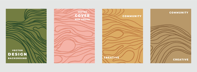 Social media banners, a beautiful line-art set of social media post templates with minimal abstract organic shapes, can be used also card, cover, Vector illustration.
