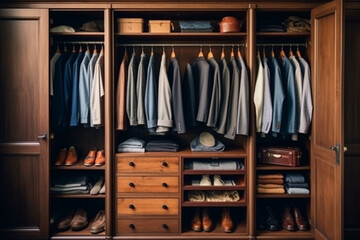 Wardrobe full of clothes