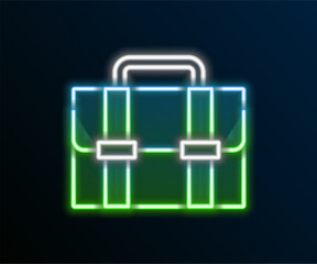 Glowing neon line Briefcase icon isolated on black background. Business case sign. Business portfolio. Colorful outline concept. Vector