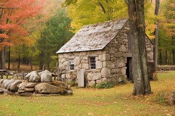 Obraz premium Stone Building in the forest