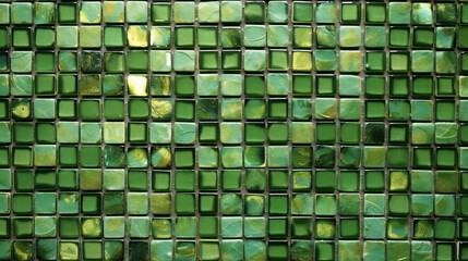 Fototapeta premium Seamless small tiles texture in different shades of green Generative AI