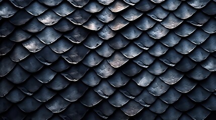 Fototapeta premium Texture of black dark dragon scales close up Generative AI