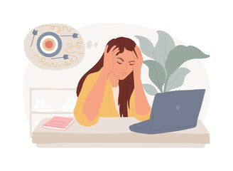 Frustration isolated concept vector illustration. Depression treatment, frustration management, anxiety and anger control, emotionally intelligent habits, mental health problem vector concept.