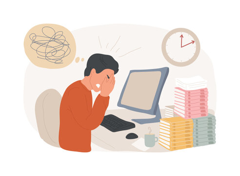 Stress isolated concept vector illustration. Acute mental disorder, work related anxiety, stress management technique, overworking, psychologist service, physical health risk vector concept.