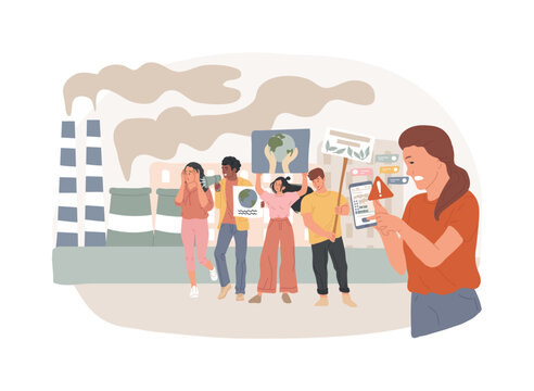 Eco-shaming isolated concept vector illustration. Eco anxiety, internet shaming, ecological activist, feelings abuse, propaganda, marketing strategy, consumerism, green movement vector concept.