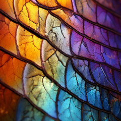 bright colorful butterfly wing pattern. Macro of a butterfly wing. AI generated content