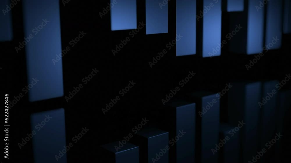 Poster blue and green stripes. design. black background with stripes that go down and up in different direc