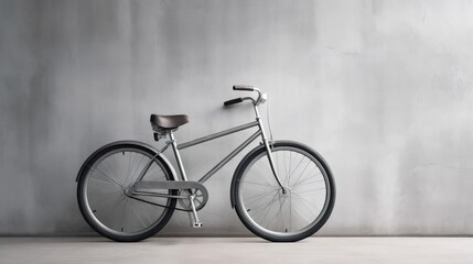  a bike is leaning against a wall with a seat on it.  generative ai