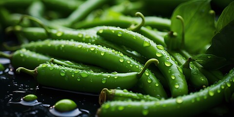 AI Generated. AI Generative. Fresh green pea beans. Farming vegetables vegetarian food meal vitamins healthy organic eco. Graphic Art