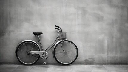 Fototapeta na wymiar a bicycle leaning against a wall with a basket on it. generative ai