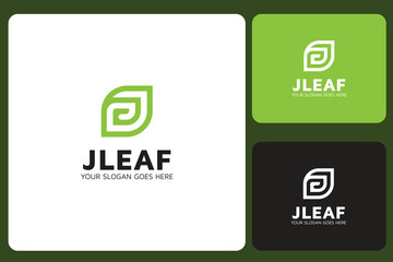 Green Leaf J Letter Logo Design Template