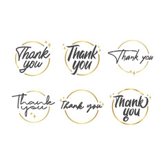 Fototapeta premium Thank you. Handwritten modern brush lettering inside a golden circle.