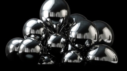  a bunch of metallic balloons are stacked up in a pyramid.  generative ai