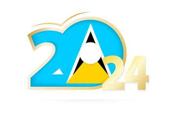 Year 2024 with Saint Lucia Flag pattern.