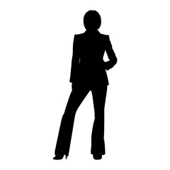 Vector illustration. Silhouette of a woman in a men's suit with trousers and a jacket. Fashion trend.