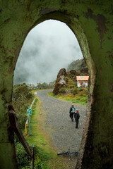 walking on the road. Bolivia death road